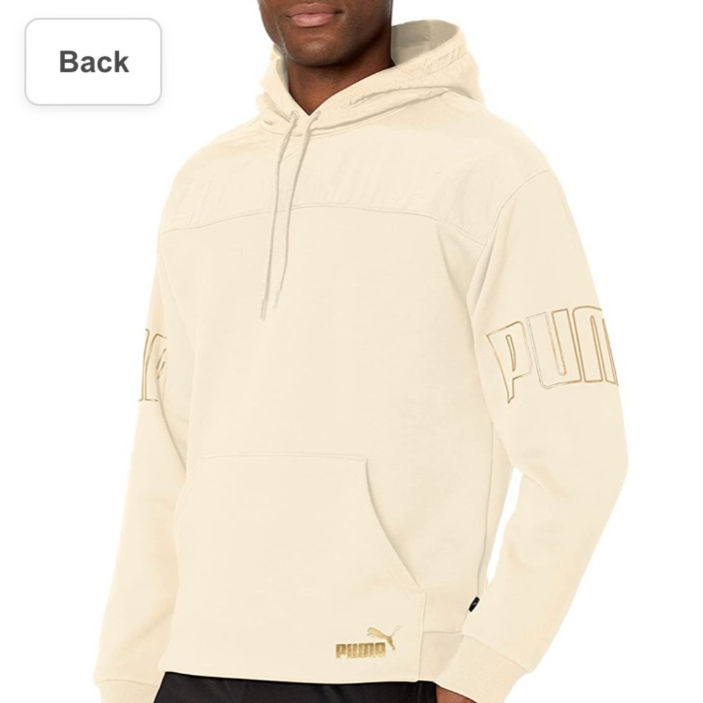 New With Tags Men’s PUMA Hybrid Gold Logo Ivory Hoodie Size Small